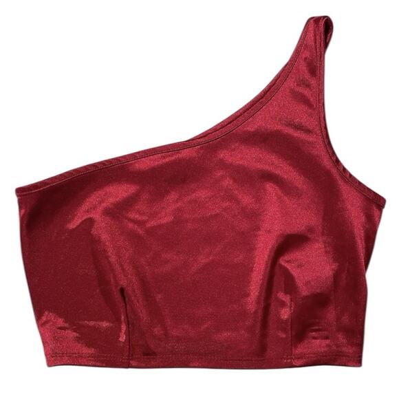 Y2K Windsor Metallic One Shoulder Cropped Tank Top Size Small Holiday Party - Picture 1 of 7